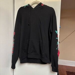 Black Floral Hoodie Sweater